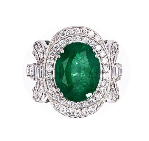 Amazing 4.34 cts. Emerald  & Diamond Ring
