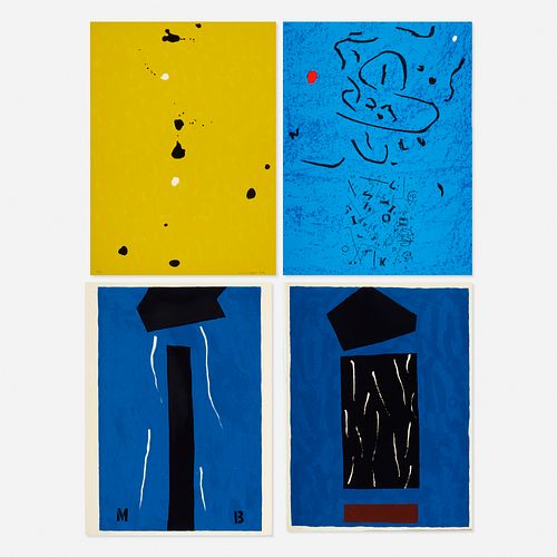 Emerson Woelffer, Blue Murder; Red Moon, White Sun; Lost 'O'; Untitled (four works)