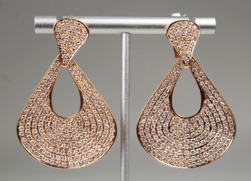 18K Rose Gold 6ctw Diamond Fan Earrings
