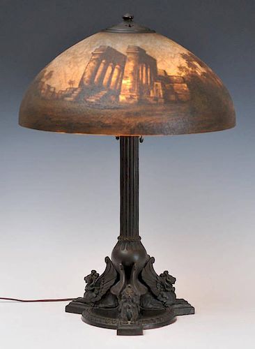 Handel Obverse Painted Parlor Lamp