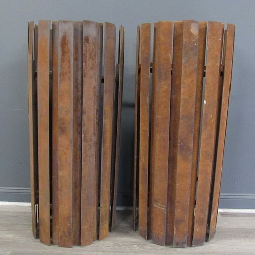 A Pair Of Large Brutalist Style Metal Sconces