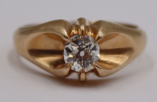 JEWELRY. Men's 14kt Gold and Diamond Ring.