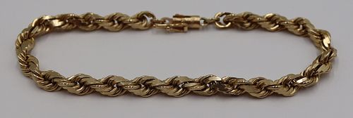JEWELRY. Men's 10kt Gold Rope Twist Bracelet.