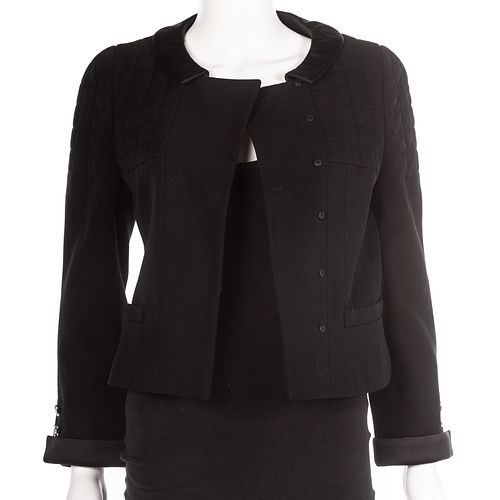 Chanel Black Wool & Silk Cropped Jacket