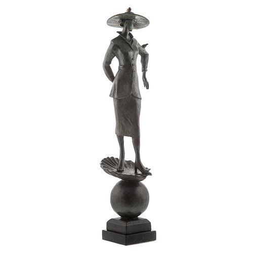 Contemporary Bronze Woman with Birds