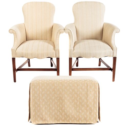 Pair of Federal Style Mahogany Uph. Arm Chairs