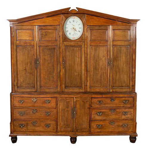 Rare George III Oak Inlaid Housekeepers Cabinet