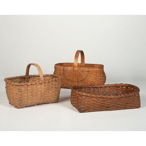 Three Splint Oak Gathering Baskets
