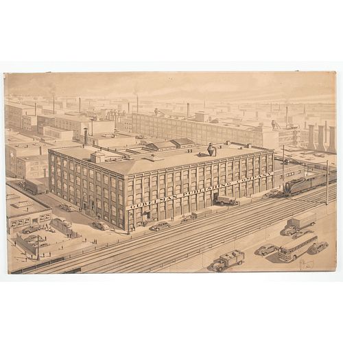 A Pen and Ink Drawing of Gubelman Publishing Co., Newark, NJ.
