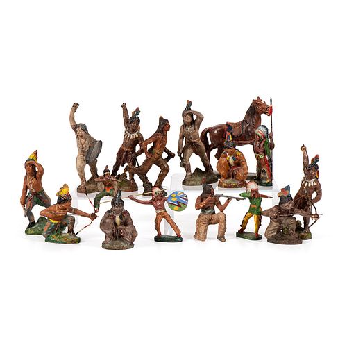 A Group of Western-Themed Wooden and Composite Toy Figurines