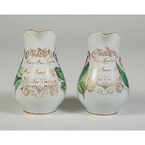 A Pair of Porcelain Pitchers from Mercer County, Pennsylvania