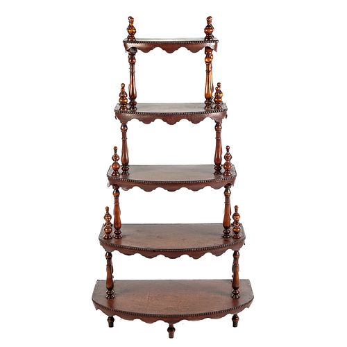 Victorian Style Mahogany / Leather Etagere