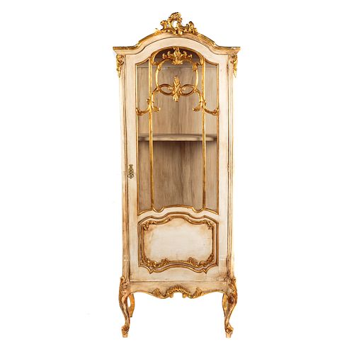 Louis XV Style Painted Wood Curio Cabinet