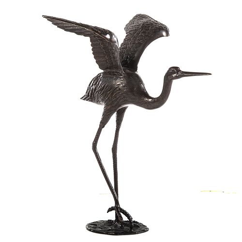 Bronze Crane Figure