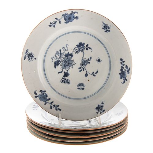 Six Chinese Export Blue/White Plates