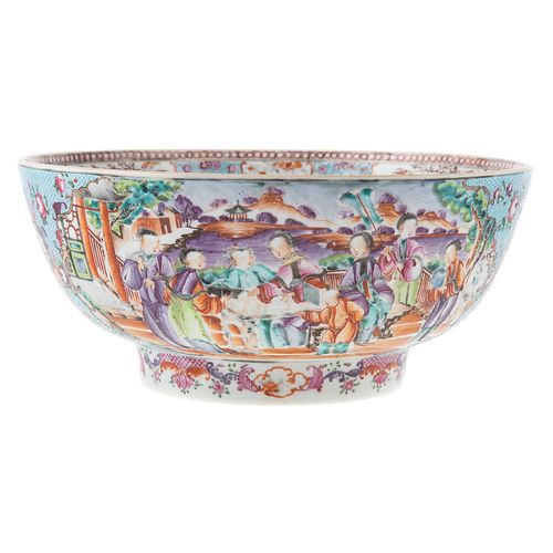 Chinese Export Mandarin Palette Turquoise Bowl
