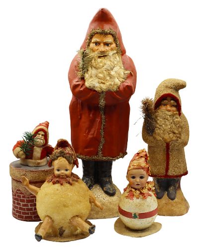(5) Early Christmas German Handpainted Figures