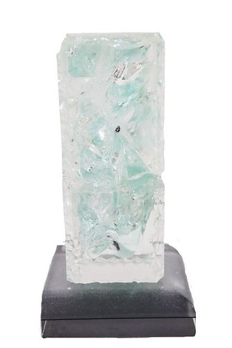 Art Glass Turquoise Sculpture on Base