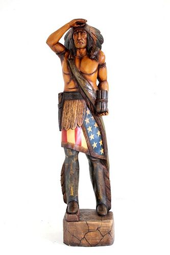 Large American Carved Cigar Store Indian Chief