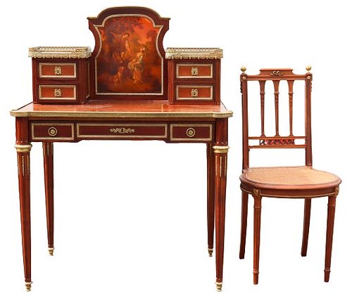 Antique French Louis Phillippe Desk & Chair