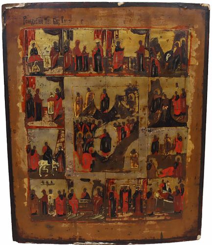 Large Russian Holiday Icon, Late 18th Century