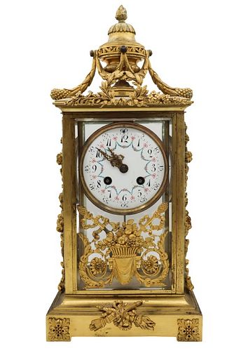 Antique French Gilt Bronze Mantle Clock c 1900