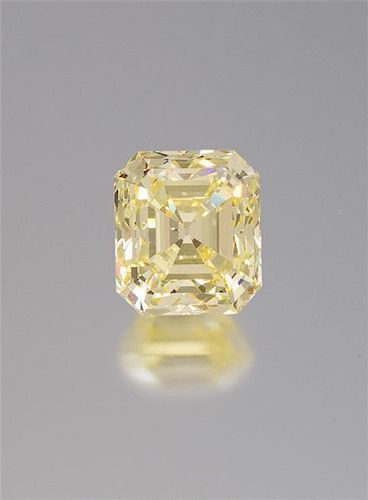A 10.48 Carat Octagonal Step Cut Fancy Yellow Diamond, 17.50 dwts.