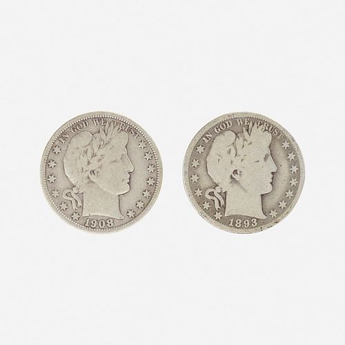 Fifty U.S. Barber 50C Coins