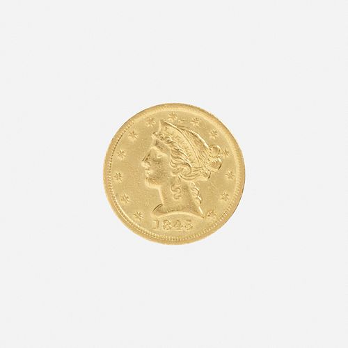 U.S. 1845-D Liberty $5 Gold Coin