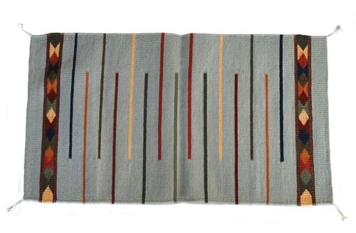 Lineas Turquoise Churro Wool Rug by Tony Ruiz
