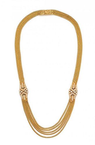* An 18 Karat Yellow Gold and Diamond Necklace, 20.80 dwts.