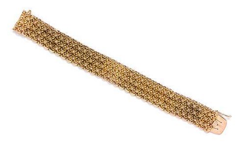 A Yellow Gold Fancy Link Bracelet, 34.30 dwts.