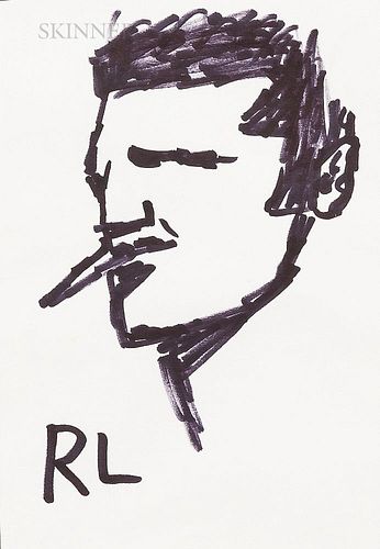 Robert Loughlin (American, 1949-2011)  Two Brute Drawings.  Signed with initials "RL" l.l.  Black marker on paper, sight s...