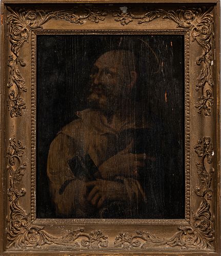 Continental School, 17th Century Style Saint Peter, Half Length, Looking Heavenwards and Holding the Keys. Unsigned. Oil on panel, 15 x