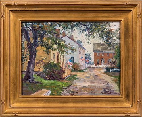 Mike Graves (American, b. 1952) Street at Strawberry Bank. Signed "Mike Graves" l.r. Oil on canvas, 12 x 16 in., framed. Condition: Goo