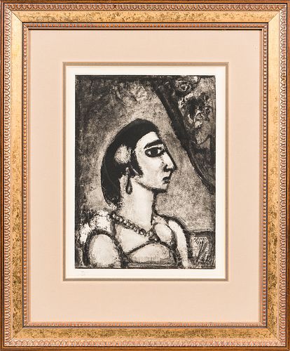 Georges Rouault (French, 1871-1958) Femme de profil, vers la droite, from the suite Quatorze planches gravées pour Les Fleurs du Mal. 1