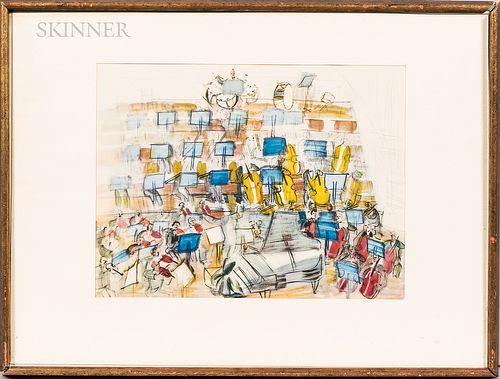 Two Framed Works on Paper: At Symphony and Orchestra. Symphony signed "Rose Shechet Miller" l.r., inscribed with medium at l.c., and ti