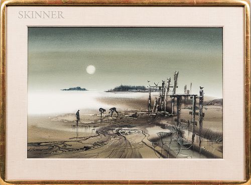 Laurence Sisson (American, 1928-1915) Work Along the Shore. Signed "L. SISSON." l.l. Watercolor on paper/board, sight size 17 x 25 1/2