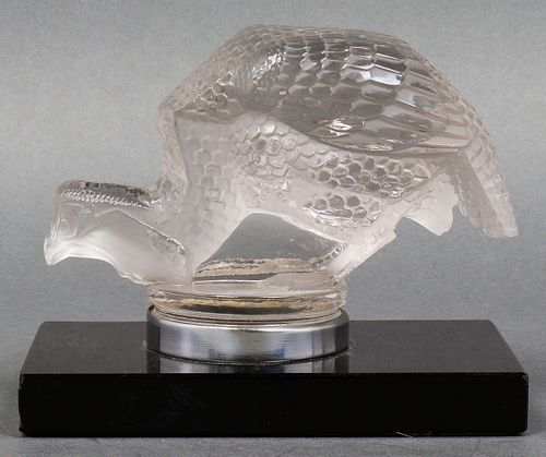 R. Lalique Clear Glass Pintade Hood Ornament