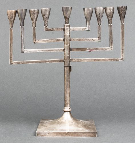 Judaica Sterling Silver Modern Menorah