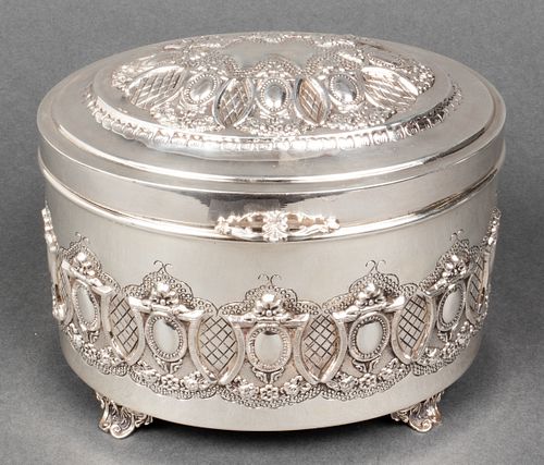 Judaica Sterling Silver Repousse Etrog Box
