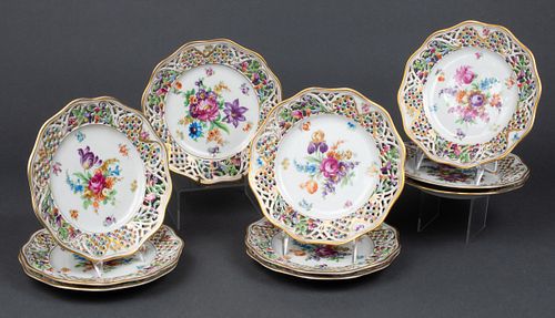 Schumann Dresden Reticulated Porcelain Plates, 9