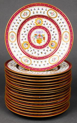 Sèvres Style Painted Porcelain Plates, 16