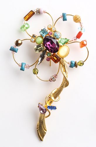 Christian Lacroix Large Mixed Media Flower Brooch