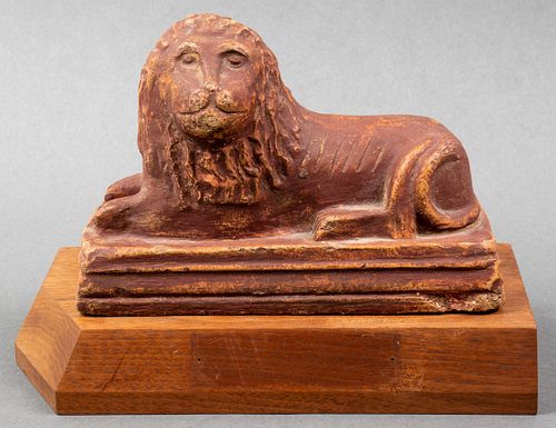 Model Of A Recumbent Lion On Stand