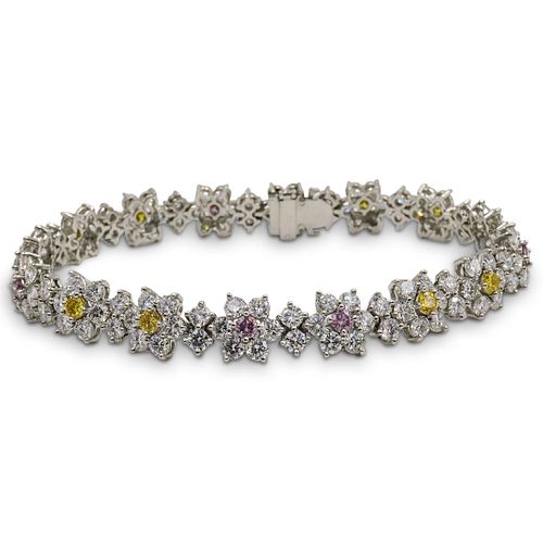 11.60ct Fancy Yellow and Pink Diamond, 18k Floral Bracelet