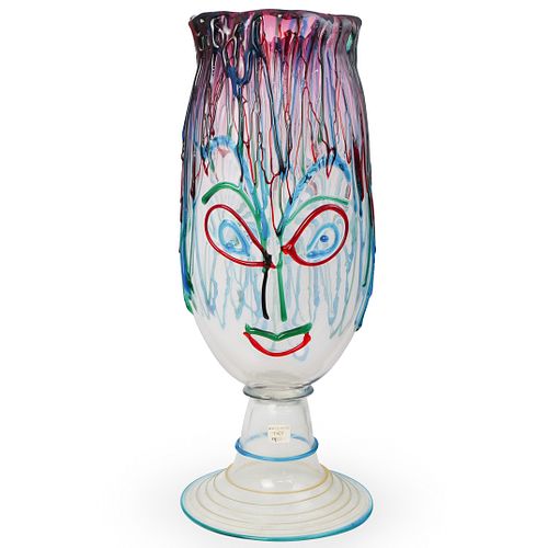 Luigi Mellara Figural Murano Glass Vase