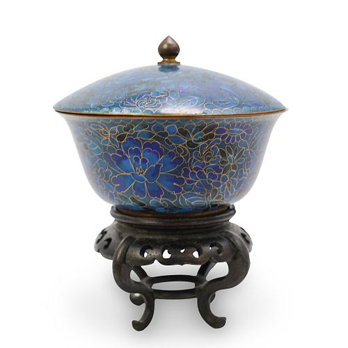 Chinese Antique Cloisonne Lidded Bowl
