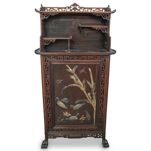 Antique Chinese Carved Wood Cupboard