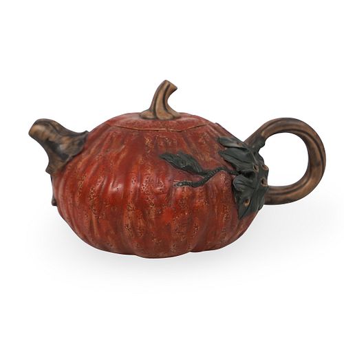 Chinese Stoneware Pumpkin Teapot